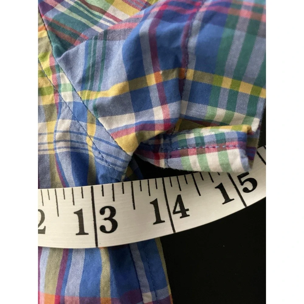 Ralph Lauren Boys Multi Color Plaid Short Sleeve Button Down Shirt Size 4 Cotton